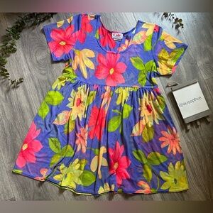 Vintage Cole of California Bold Flower Print Mesh Mini Dress or Cover Up S / M